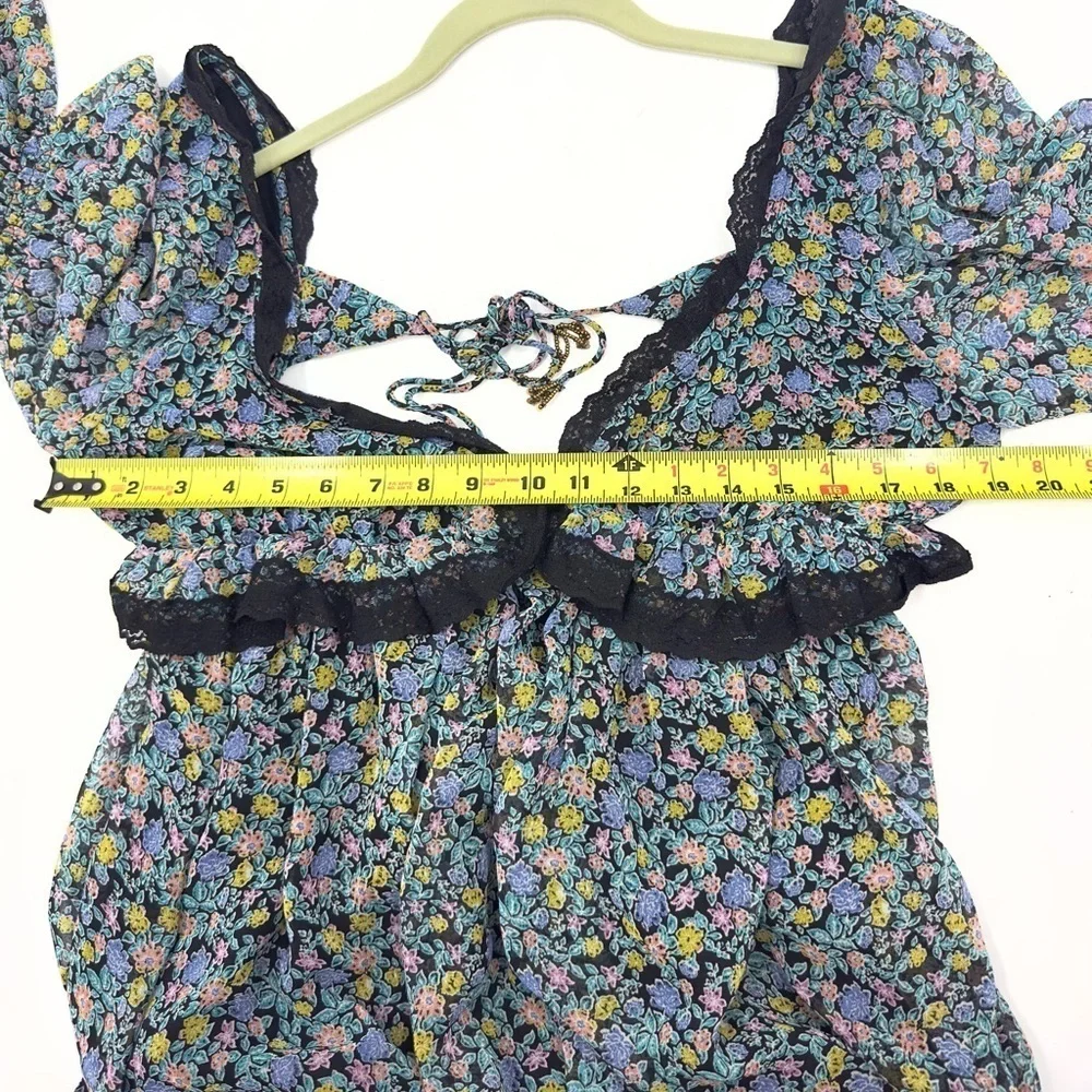 Free People Pennie Mini Dress Womens Medium Floral Lace Fairy Whimsy Flowy NWT